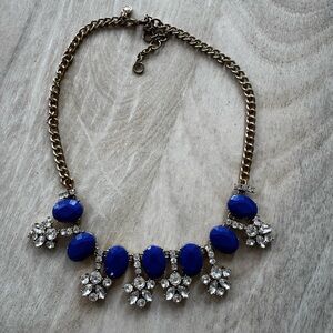 J. Crew Royal Blue and Gold Statement Necklace